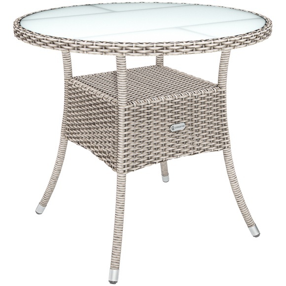 Casaria Polyrattan Tisch Creme Ø80cm