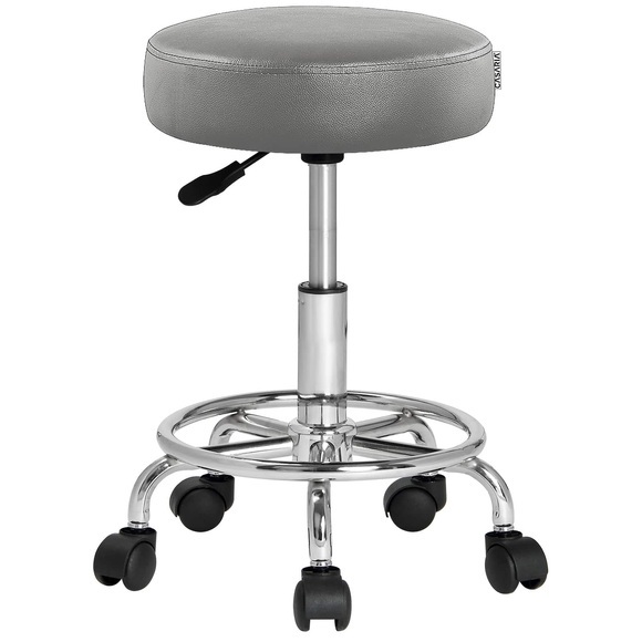 Rollhocker Kunstleder Grau 360° drehbar Fußablage