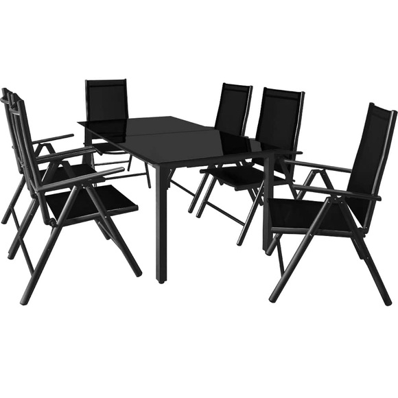 Casaria Sitzgruppe Bern 7-tlg. Anthrazit Alu