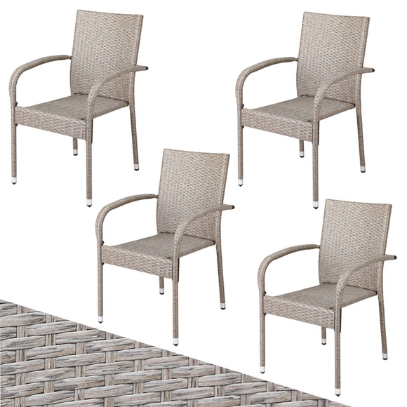 Polyrattan Stapelstuhl Comfort 4er-Set Creme