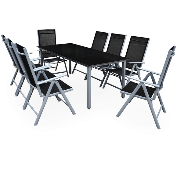 Casaria Sitzgruppe Bern 9-tlg. Silber Alu