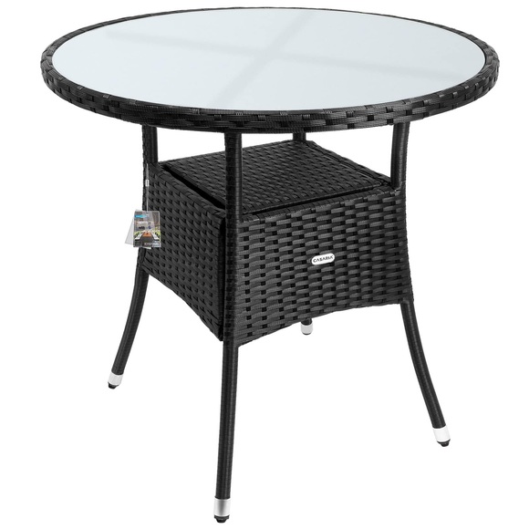 Casaria Polyrattan Tisch Schwarz Ø80cm