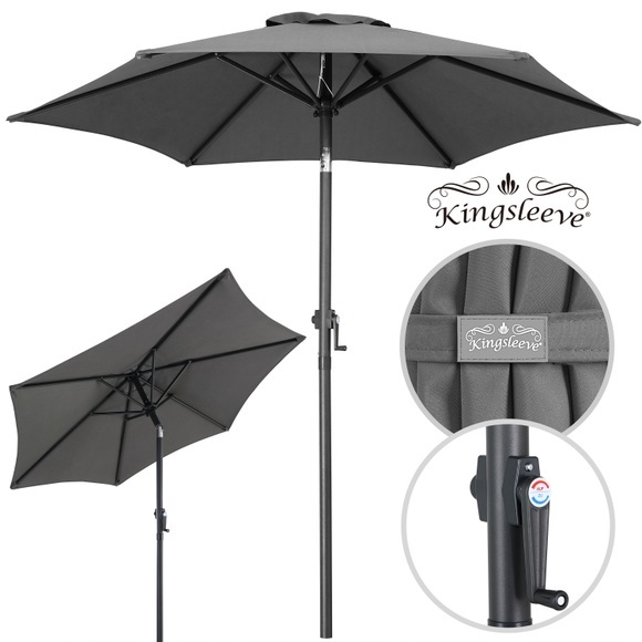 Kingsleeve Sonnenschirm Fiji Anthrazit Ø200cm mit Kurbel
