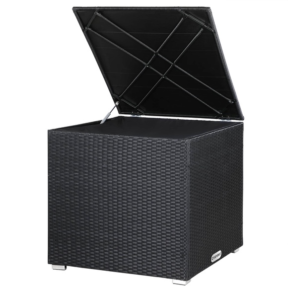 Deuba Polyrattan Auflagenbox Schwarz 75x75x70cm