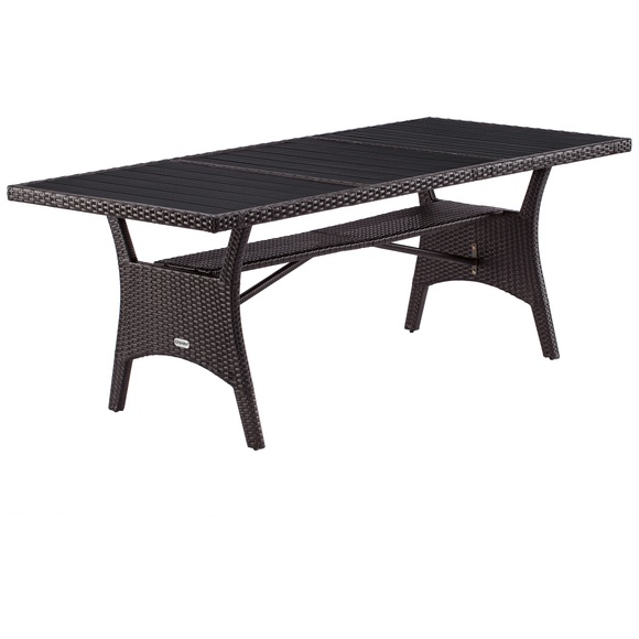 Polyrattan Gartentisch Takeo Braun 190x90x75cm WPC