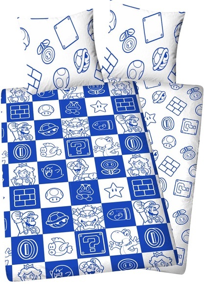 Nintendo Icons and Characters Bettwäsche blau/weiß