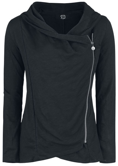 Forplay Asymmetric Slub Yarn Zipper Girl-Cardigan schwarz
