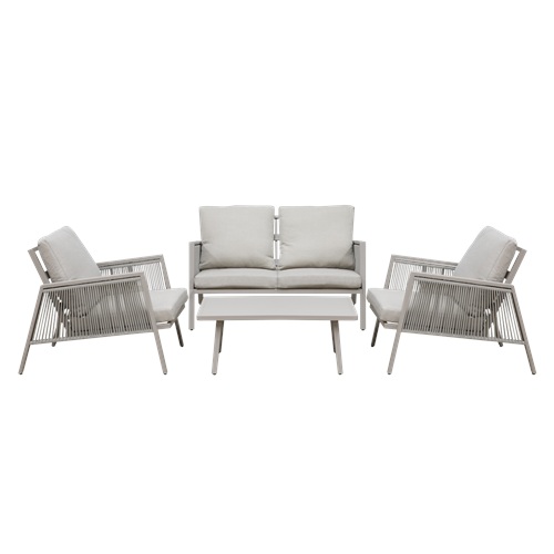 Dellonda Fusion Aluminium 4 Piece Outdoor Sofa, Arm Chairs & Coffee Table Set