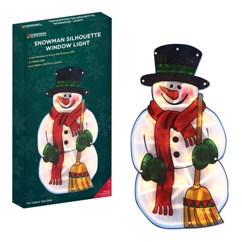 Christmas Workshop Battery Operated Snowman Metallic Silhouette Window Light
