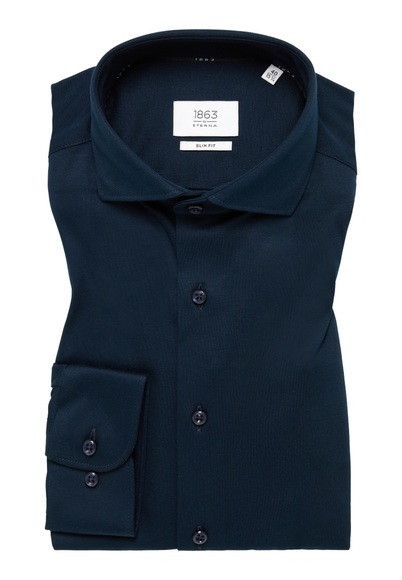 ETERNA LANGARM HEMD SLIM FIT SOFT TAILORING JERSEY DUNKELBLAU
