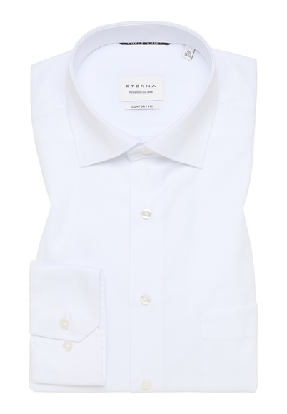 ETERNA LANGARM HEMD COMFORT FIT COVER SHIRT TWILL WEISS UNIFARBEN
