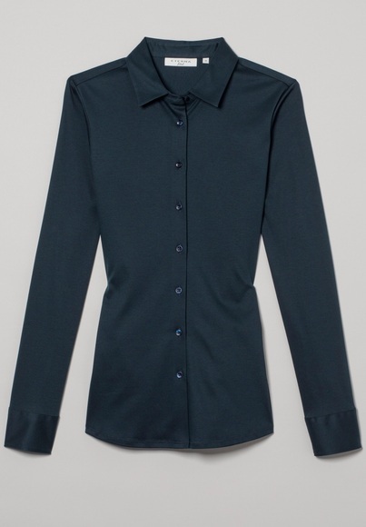 ETERNA LANGARM BLUSE MODERN CLASSIC JERSEY MARINEBLAU UNIFARBEN
