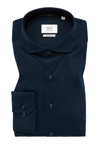 ETERNA LANGARM HEMD MODERN FIT SOFT TAILORING JERSEY DUNKELBLAU