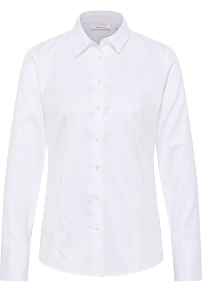 ETERNA LANGARM BLUSE MODERN CLASSIC COVER SHIRT TWILL WEISS UNIFARBEN