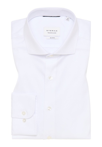 ETERNA LANGARM HEMD SLIM FIT COVER SHIRT TWILL WEISS UNIFARBEN