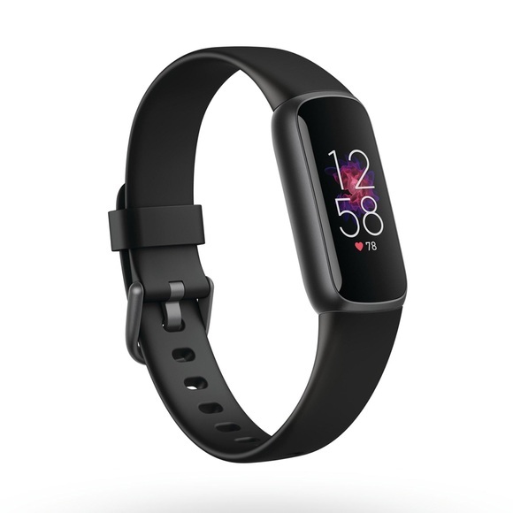 FITBIT Luxe - Fitness-Tracker (Klein (S): Passend für Handgelenke mit einem Umfang von 140 mm - 180 mm / Groß (L): Passend für Handgelenke mit einem Umfang von 180 mm - 220 mm, Silikon, Schwarz/Edelstahl Graphit)