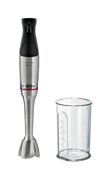 Bosch Haushalt Serie 6 ErgoMaster Stabmixer 1200 W mit Mixbecher, BPA-frei Edelstahl, Schwarz