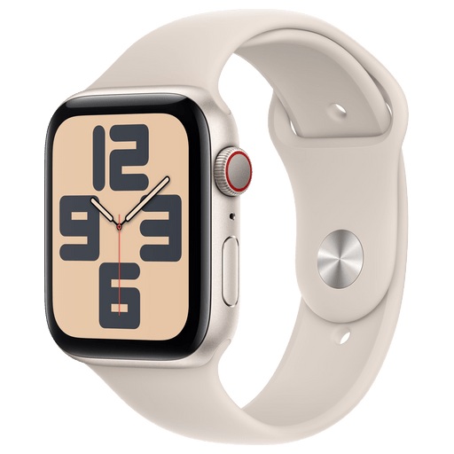 APPLE Watch SE (GPS + Cellular) 44 mm - Smartwatch (M/L 160-210 mm, Fluorelastomer, Polarstern/Polarstern)