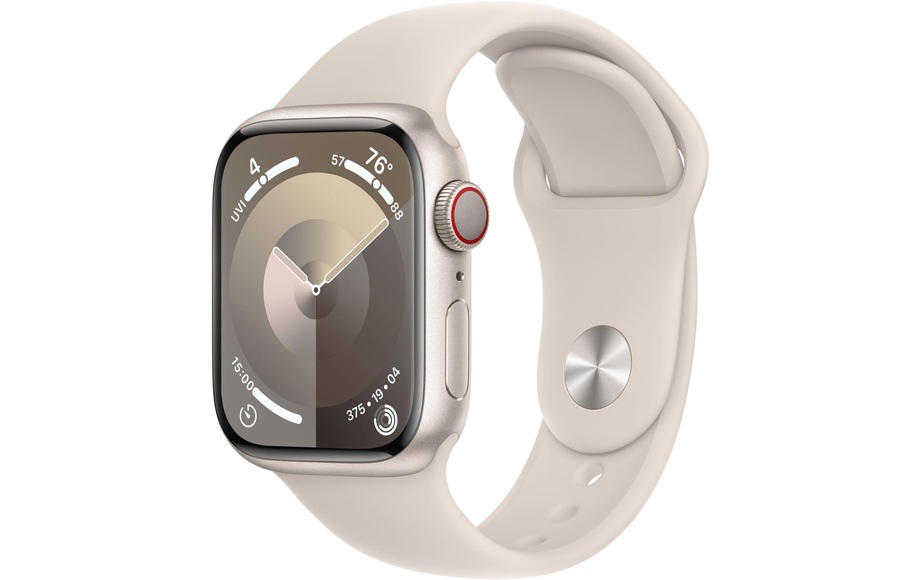 APPLE Watch Series 9 (GPS + Cellular, Alu) 41 mm - Smartwatch (S/M 130-180 mm, Fluorelastomer, Polarstern/Polarstern)