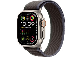 APPLE Ultra 2 (GPS + Cellular, Titan) 49 mm - Smartwatch (M/L 145-220 mm, Nylongewebe (Carbon Neutral), Titan Natur/Grün/Grau)