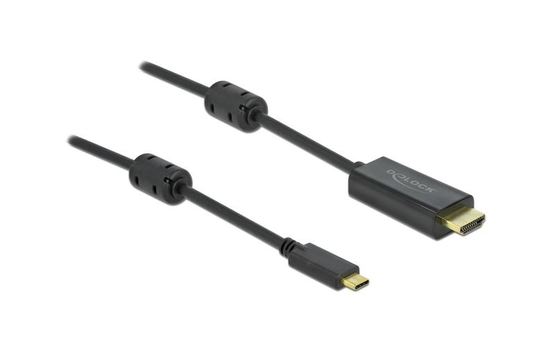 DeLOCK - Video- / Audiokabel - USB-C (M) bis HDMI (M) - 3 m - Schwarz - 4K Unterstützung, aktiv