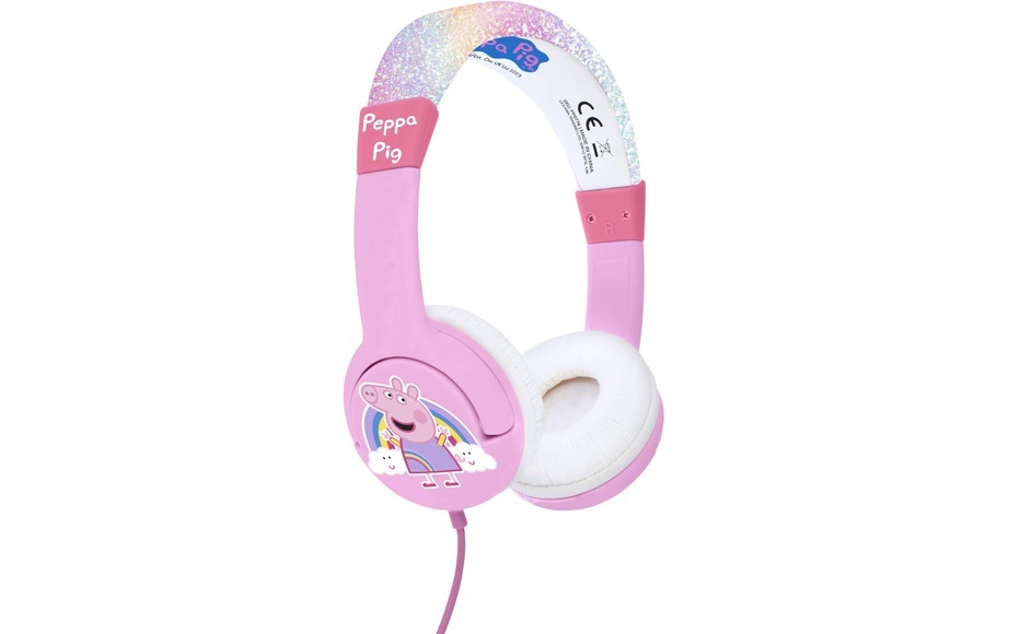 OTL Technologies - 3.5mm Kinder Kopfhörer On-Ear 85dB Begrenzte Lautstärke (PP0776) Grössenverstellbar - Peppa Pig Rainbow Peppa