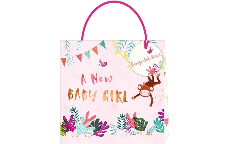 Cart Geschenktasche Rosa, Baby Girl Monkey