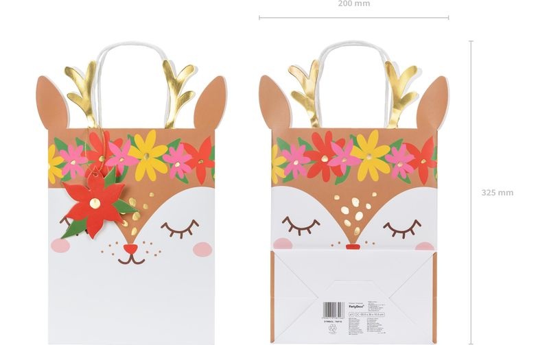 Partydeco Geschenktasche Reh 20.5 x 30 x 10.5 cm, Mehrfarbig