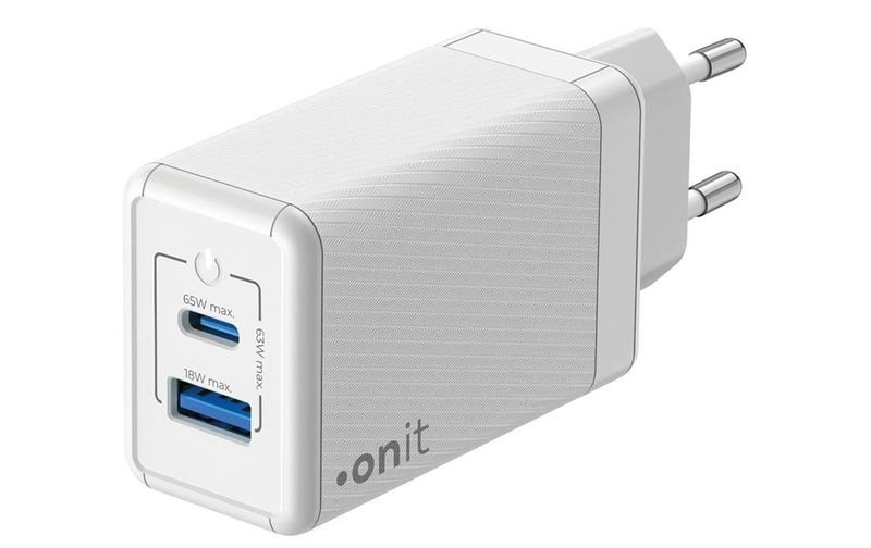 onit USB-Wandladegerät Dual QC4+ 65 W GaN Weiss