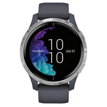 Garmin Venu - GPS-Smartwatch (Breite: 20 mm, Silikon, Granitblau/Silber )