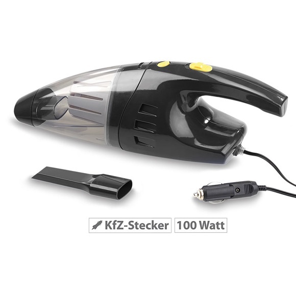 Lescars Beutelloser Nass- & Trocken-Auto-Staubsauger für 12-V-Anschluss, 100 W