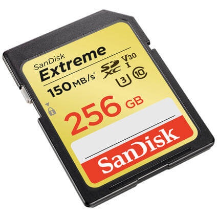 Sandisk SDXC-Karte Extreme Uhs-I U3 Card - Speicherkarte (256 GB, Schwarz)