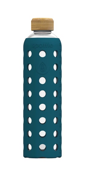 spottle Glasflasche Silikonhülle Trinkflasche petrol