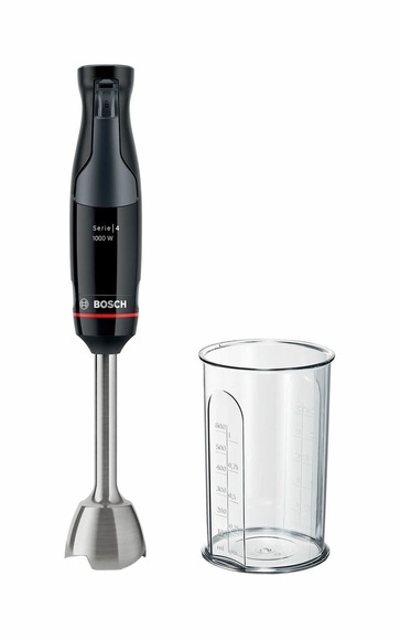 Bosch Haushalt ErgoMaster Serie 4 Stabmixer 1000 W mit Messbecher, mit Mixbecher, BPA-frei Piano-Schwarz, Anthrazit