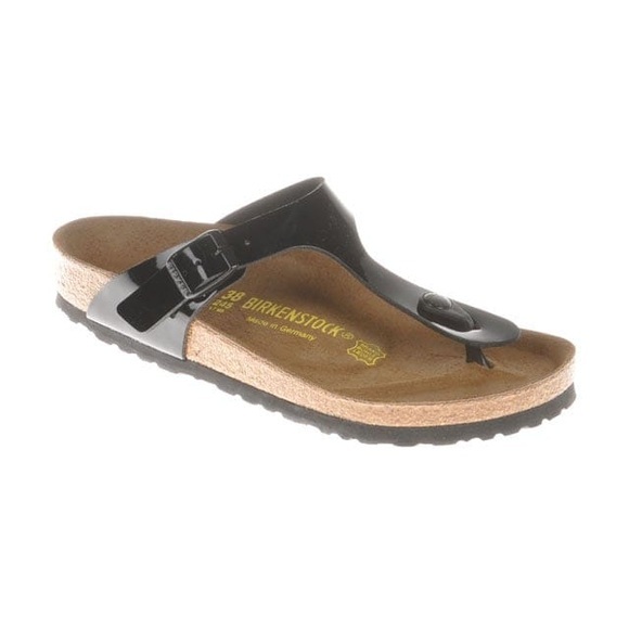 Birkenstock Zehensteg-Pantolette Gizeh schwarz (Lack)