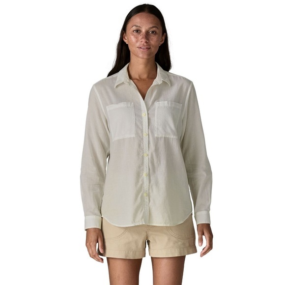 Patagonia Damen Lightweight Buttondown Bluse (Größe L, Weiß)