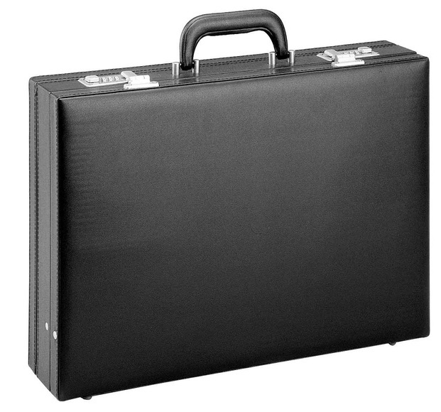 Tradition Business, Aktenkoffer aus PU-Leder in schwarz mit Dehnfalte