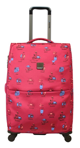 Saxoline Blue Vespa, Check-In Trolley und Reisetasche in pink