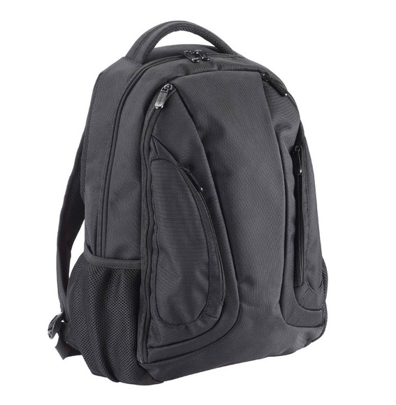 Dermata Lederwaren Rucksack 45cm aus Nylon in Schwarz