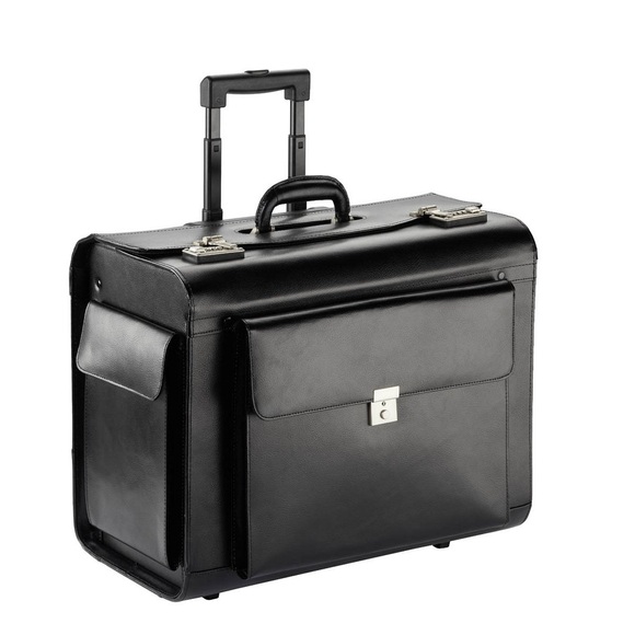 Dermata Lederwaren Pilotenkoffer 49.5cm aus Rindspaltleder in Schwarz
