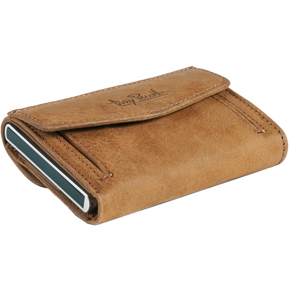 Furbo Kreditkartenetui Vintage Braun mit Papier und Münzgeldfach