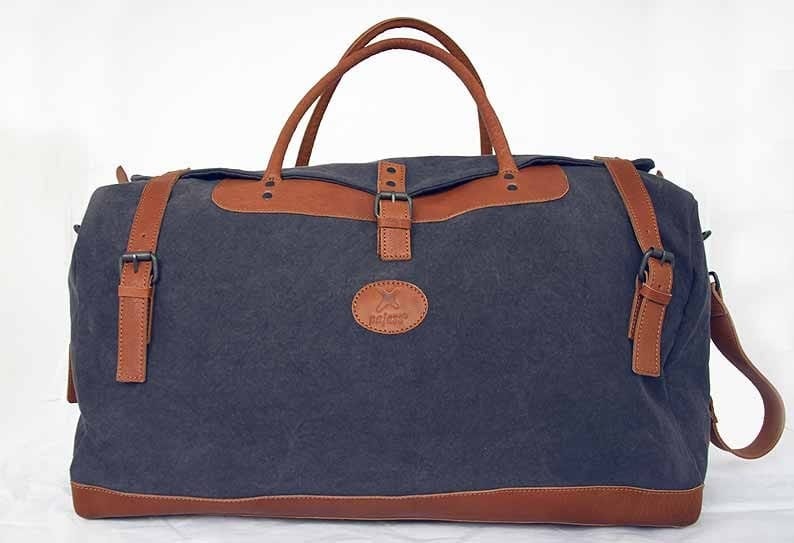 Reisetasche XL in Blau/Braun