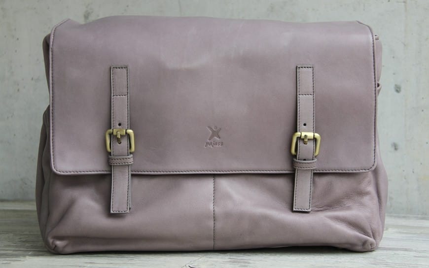 Wickeltasche Leder Taupe