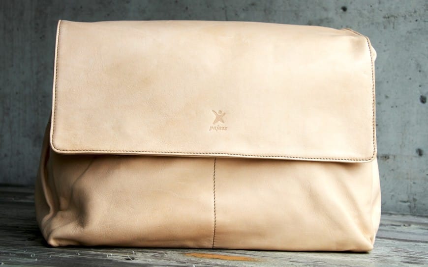 Wickeltasche Leder Mandelweiss