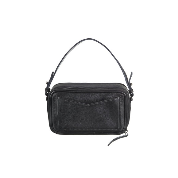 Leder Club-Handtasche in Schwarz