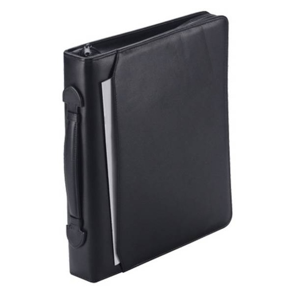 Dermata Lederwaren Schreibmappe 36.5cm aus geprägtem Rindleder in Schwarz