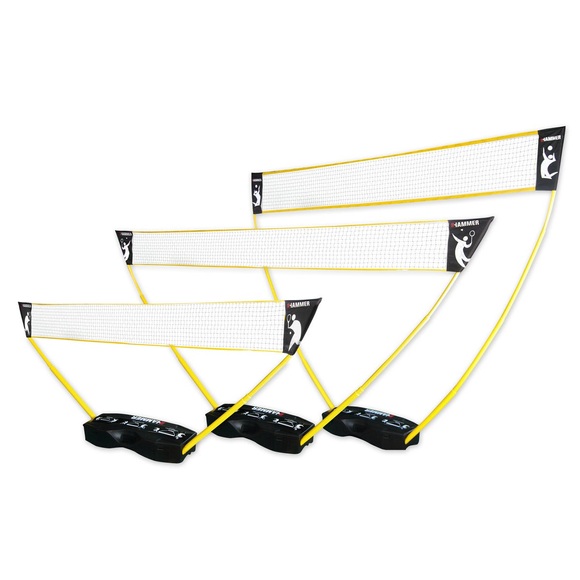 HAMMER Volleyball-Netz 3 in 1 Set für Volleyball, Badminton
