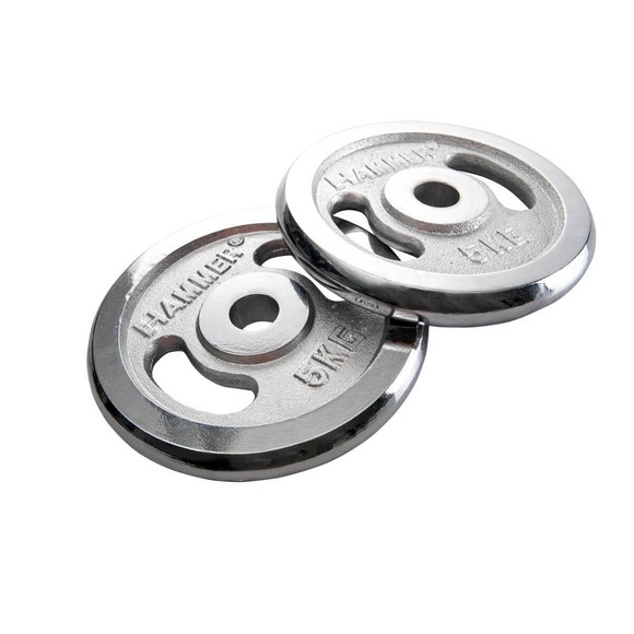 HAMMER Hantelscheiben Gewichtsscheiben 2x 5 kg - chrom