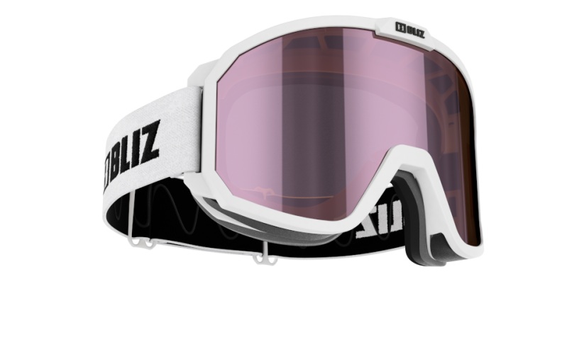 Bliz Skibrille Rave Junior - Matt White, Brown w Ice Pink Multi