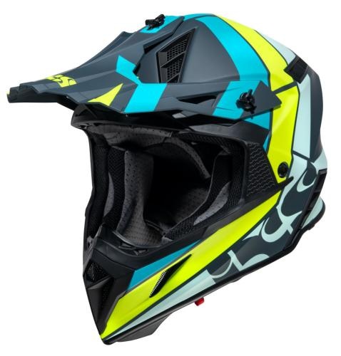 iXS 189 2.0 Motocross Helm- blau matt-lime (Grösse : XL (61-62 cm))